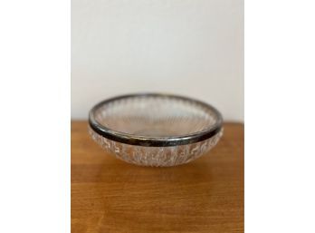 Cut Glass Bowl With Silverplate Rim
