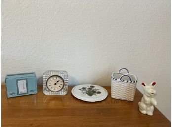 Assorted Collectibles Lot- France Staiger Clock, Porcelain Dog, Etc