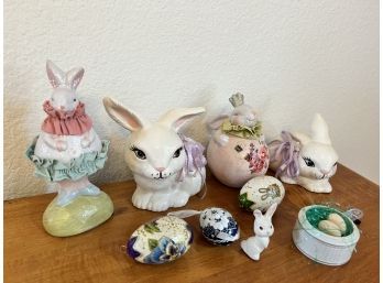 Assorted Lot Of Easter Bunnies And Eggs
