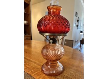 Antique Red Glass Oil Lamp