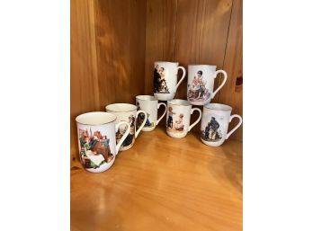 Lot Of 7 Norman Rockwell Coffee Mugs