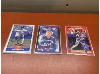 Lot Of 3 MLB Autographed Baseball Cards Lot 1