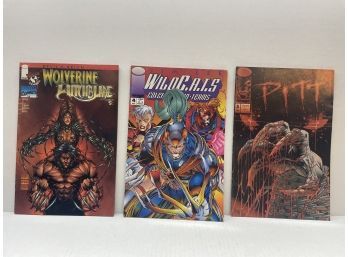 3 Comics: Wolverine Witchblade, Wild C.A.T.S, Pitt