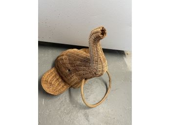 Wicker Elephant Head Basket Decor