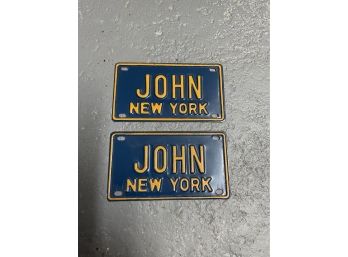 2 New York John Bicycle License Plates