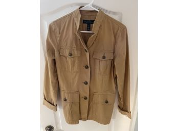 Ralph Lauren LRL Medium Jacket Beige 100 Cotton- Missing Top Button
