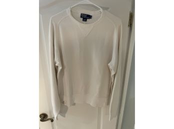 Polo By Ralph Lauren Distressed White Sweatshirt Medium