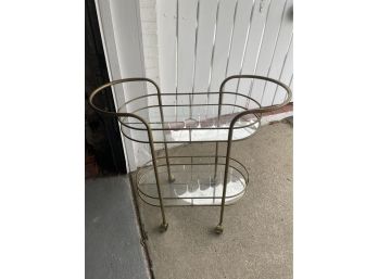 Vintage 2 Tier Metal And Glass Mid Century Bar Cart- This Item Is Pickup Only