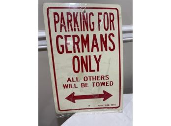 Parking For Germans Only Sealed Sign Plastic