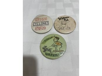 3 Vintage Badge A Minit Lasalle Buttons Lot