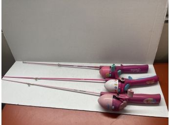 3 Barbie/disney Kids Fishing Poles