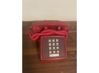 Vintage Red Push Button Desk Phone