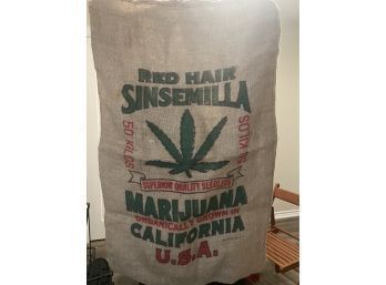 Vintage Red Hair SINSEMILLA MARIJUANA 50 Kilos California Empty Burlap Bag Sack