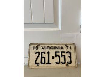 Vintage License Plate- 1971 Virginia