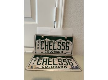 Vintage License Plates- Colorado Vanity Plates Pair