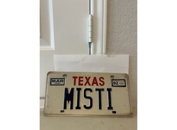 Vintage License Plate- Texas Misti