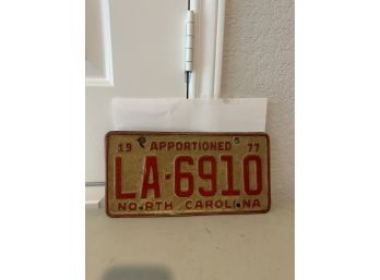 Vintage License Plate- 1977 North Carolina