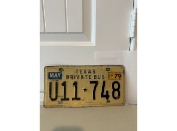 Vintage License Plate- 1979 Texas Private Bus