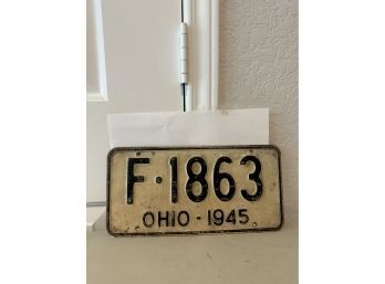 Vintage License Plate- 1945 Ohio
