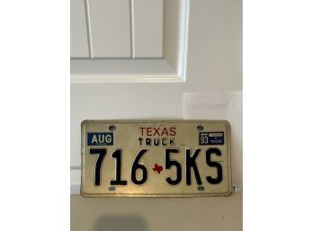 Vintage License Plate- Texas Truck