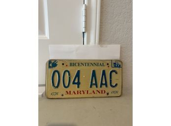 Vintage License Plate- 1976 Maryland Bicentennial