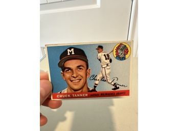 Original Topps 1955 Chuck Tanner Baseball Card