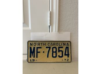 Vintage License Plate- 1972 North Carolina