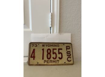 Vintage License Plate- 1973 Wyoming Permit