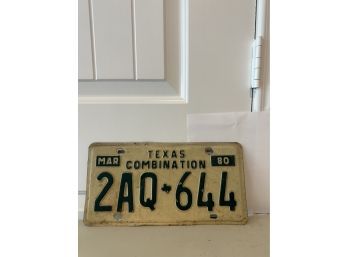 Vintage License Plate- 1980 Texas Combination