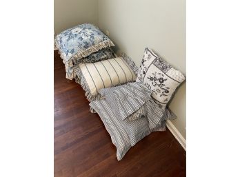 Five Waverly Pillows And Three Assorted Pillows