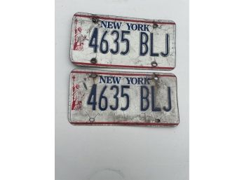 Two New York State Vintage License Plates -