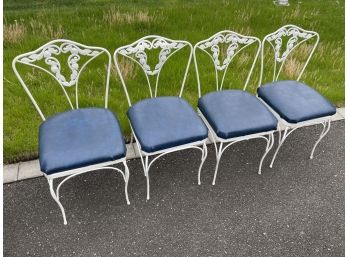 Four Vintage Wrought Iron Patio Chairs
