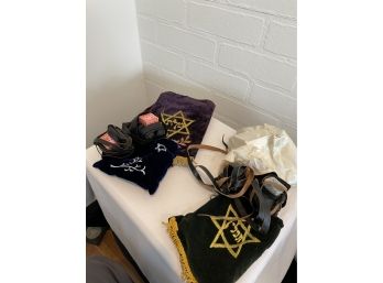 Vintage Jewish Hebrew Kosher Prayer Tefillin Phylacteries Embroidered Bags