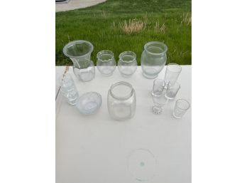 16 Piece Misc. Glass Vase And Cups Lot