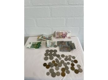 Foreign Currency Lot - Coin And Paper