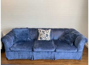 Vintage Blue Velour Couch By Emanuel Decorators L.I.