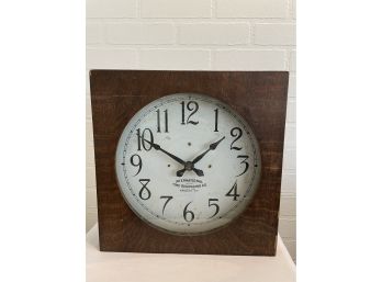 Electric Vintage International Time Recording Co. Industrial Metal Wall Clock / Endicott, NY