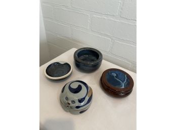 Four Piece Lot - Assorted Pottery Pieces & Trinket Boxes