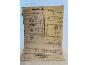 Sunshine Biscuits Austin TX For Louie Mueller Invoice 1950s