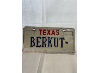 Texas License Plate BERKUT Single