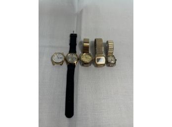 Vintage Watch Lot Of 5- Bulova, Seiko, Gruen 17 Jewels, Etc