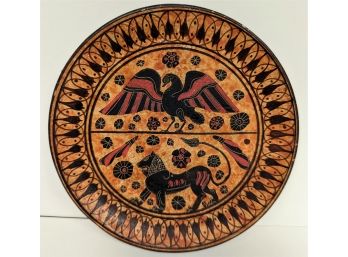 Sm Pottery Plate With Bird And Cat