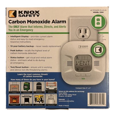 New Knox Safety Carbon Monoxide Alarm