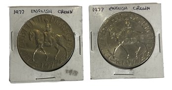 Lot Of 2 1977 English Crown Coin