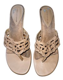 PREDICTIONS Braided Strappy Light Brown Sandals Mid Heels