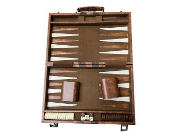 11'' Brown With Stripe Attache Backgammon Set