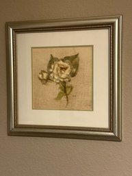 Ivory And Green Framed Artwork Rose And Accent Rug