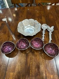 Arthur Court Aluminum Bowl And Serving Spoons And More