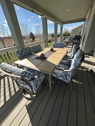 Tiled Outdoor Patio Table And 6 Chairs With Cushions