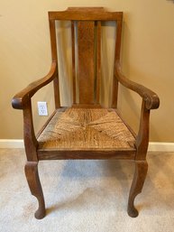 Vintage Wicker Seat Arm Chair